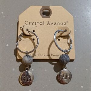 Crystal Avenue Silver Faith Stone Earrings